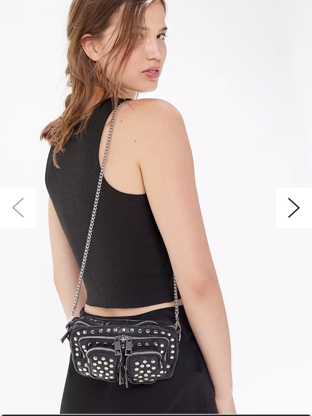 Nunoo black leather Helena Disco studded mini crossbody clutch